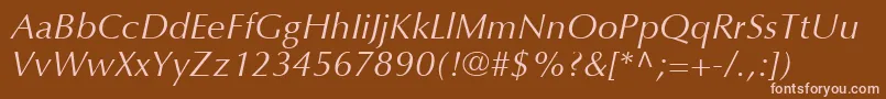 OptimaLtItalic-Schriftart – Rosa Schriften auf braunem Hintergrund