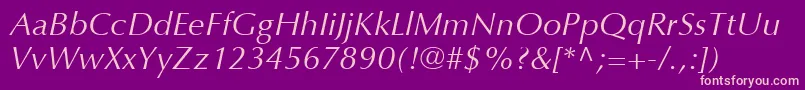 OptimaLtItalic Font – Pink Fonts on Purple Background