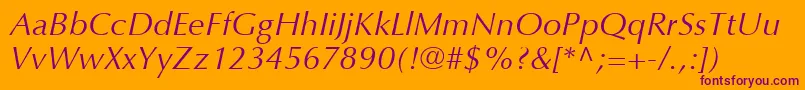 OptimaLtItalic Font – Purple Fonts on Orange Background