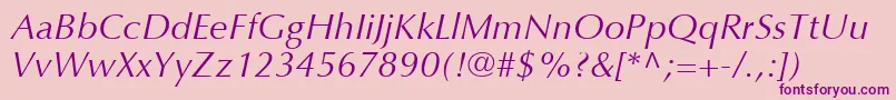 OptimaLtItalic Font – Purple Fonts on Pink Background