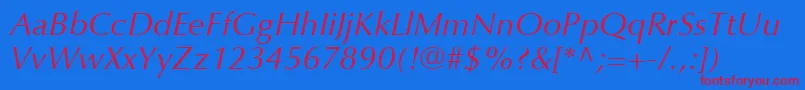 OptimaLtItalic Font – Red Fonts on Blue Background