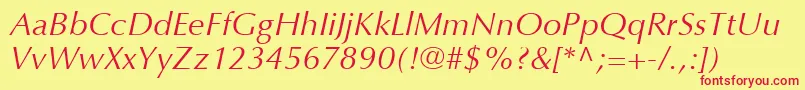 OptimaLtItalic Font – Red Fonts on Yellow Background