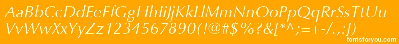 OptimaLtItalic Font – White Fonts on Orange Background
