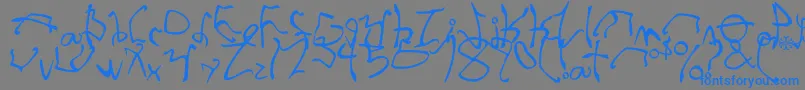 StretchedStrung-Schriftart – Blaue Schriften auf grauem Hintergrund