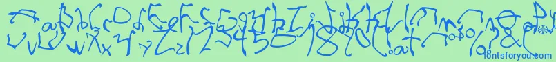StretchedStrung Font – Blue Fonts on Green Background