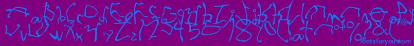 StretchedStrung-Schriftart – Blaue Schriften auf violettem Hintergrund