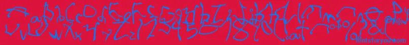 StretchedStrung Font – Blue Fonts on Red Background