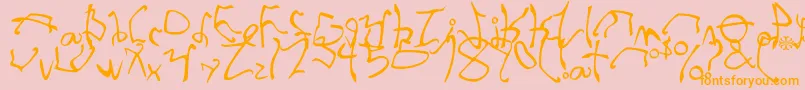 StretchedStrung-Schriftart – Orangefarbene Schriften auf rosa Hintergrund