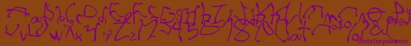 StretchedStrung-Schriftart – Violette Schriften auf braunem Hintergrund