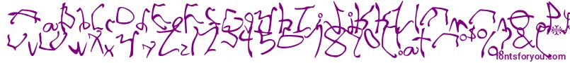 StretchedStrung-Schriftart – Violette Schriften auf weißem Hintergrund