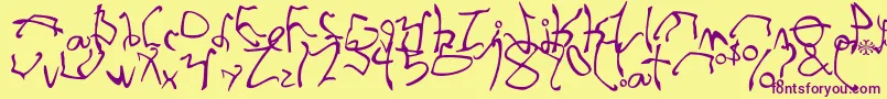 StretchedStrung Font – Purple Fonts on Yellow Background