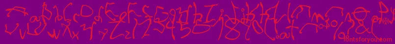 StretchedStrung-Schriftart – Rote Schriften auf violettem Hintergrund