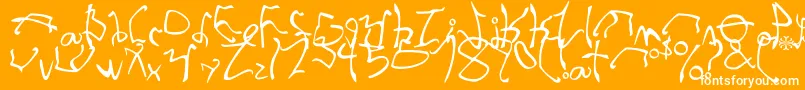 StretchedStrung-Schriftart – Weiße Schriften auf orangefarbenem Hintergrund