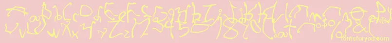 StretchedStrung-Schriftart – Gelbe Schriften auf rosa Hintergrund