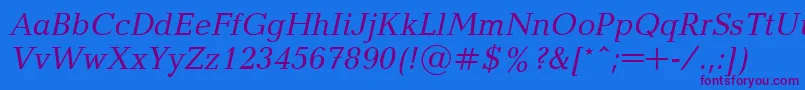 UkrainianbalticaItalic Font – Purple Fonts on Blue Background