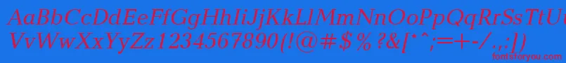 Fonte UkrainianbalticaItalic – fontes vermelhas em um fundo azul