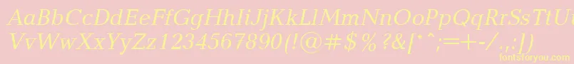 UkrainianbalticaItalic-Schriftart – Gelbe Schriften auf rosa Hintergrund