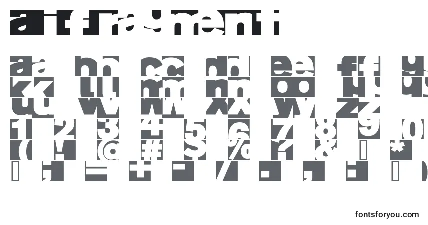 A fonte Aifragment – alfabeto, números, caracteres especiais