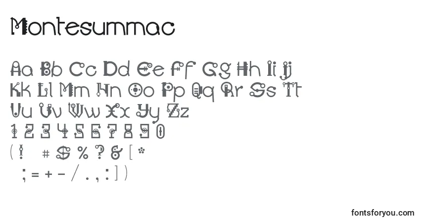 Schriftart Montesummac – Alphabet, Zahlen, spezielle Symbole
