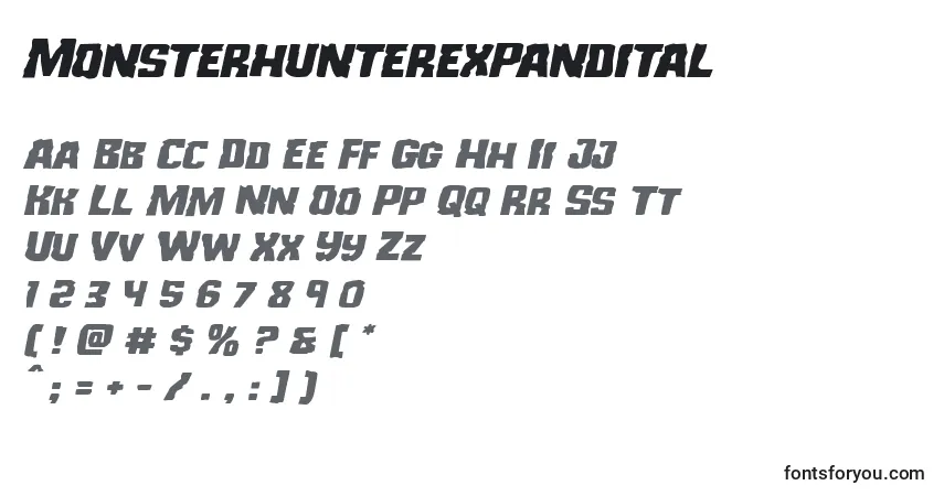 Schriftart Monsterhunterexpandital – Alphabet, Zahlen, spezielle Symbole