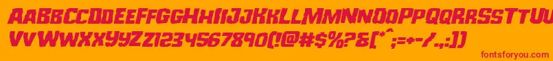 Czcionka Monsterhunterexpandital – czerwone czcionki na pomarańczowym tle