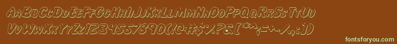 フォントMissAmandaShadowItal – 緑色の文字が茶色の背景にあります。