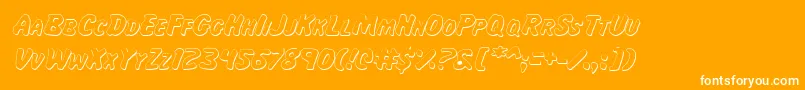 MissAmandaShadowItal-Schriftart – Weiße Schriften auf orangefarbenem Hintergrund