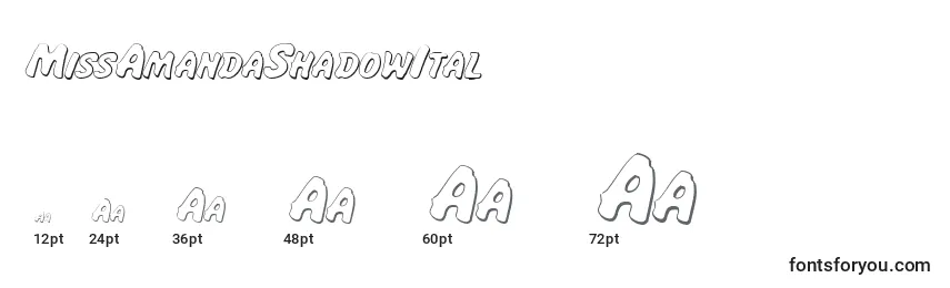 MissAmandaShadowItal Font Sizes