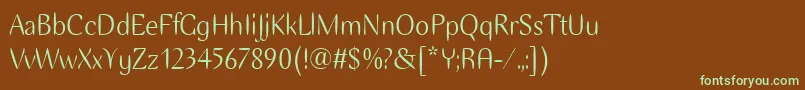 EllipseItcTt-fontti – vihreät fontit ruskealla taustalla