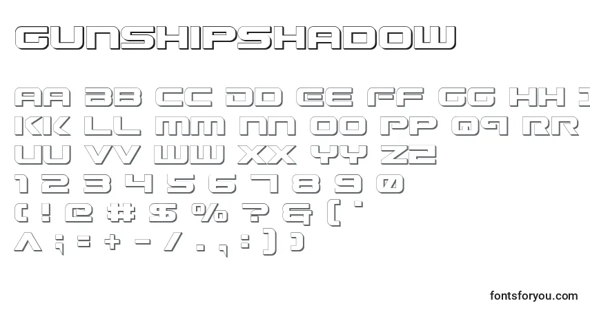 GunshipShadowフォント–アルファベット、数字、特殊文字