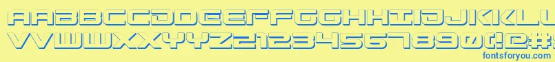 GunshipShadow Font – Blue Fonts on Yellow Background