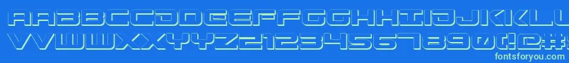 GunshipShadow Font – Green Fonts on Blue Background