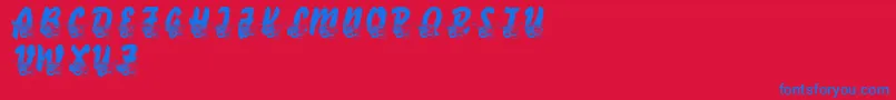 フォントLmsComedyOfTragedies – 赤い背景に青い文字