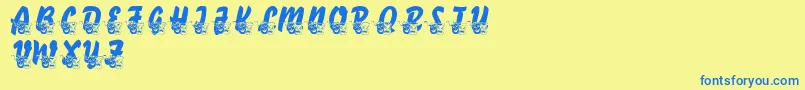 LmsComedyOfTragedies Font – Blue Fonts on Yellow Background