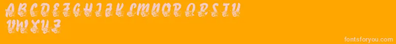 LmsComedyOfTragedies-fontti – vaaleanpunaiset fontit oranssilla taustalla