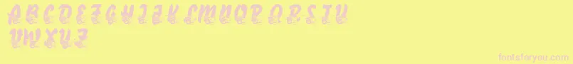 LmsComedyOfTragedies-fontti – vaaleanpunaiset fontit keltaisella taustalla