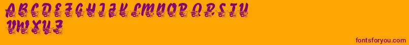 Czcionka LmsComedyOfTragedies – fioletowe czcionki na pomarańczowym tle