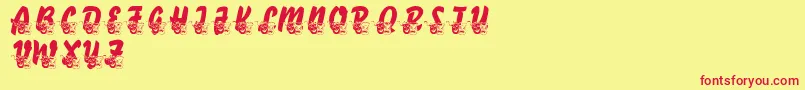 LmsComedyOfTragedies Font – Red Fonts on Yellow Background