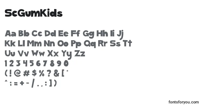 Шрифт ScGumKids – алфавит, цифры, специальные символы