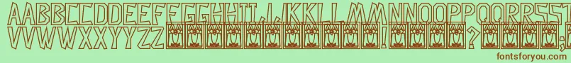 DescuadradoHollow Font – Brown Fonts on Green Background