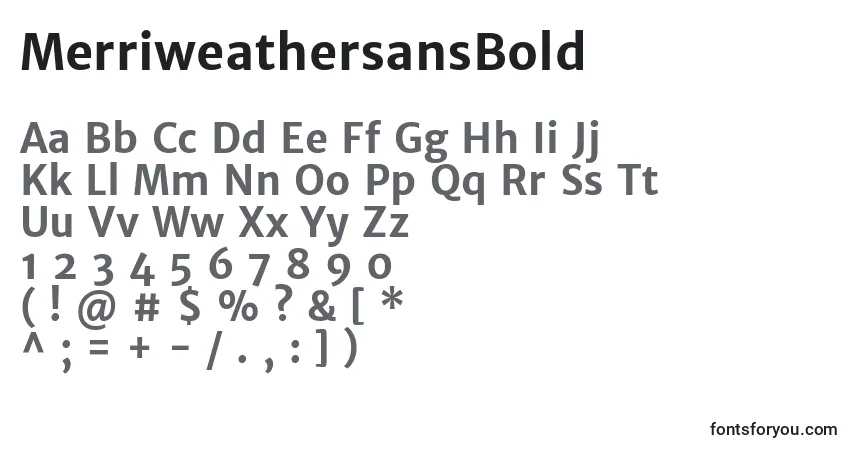 Шрифт MerriweathersansBold – алфавит, цифры, специальные символы