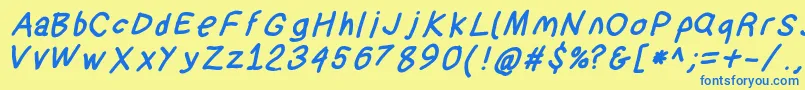 Suplexdriverblackobl Font – Blue Fonts on Yellow Background