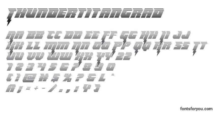 Шрифт Thundertitangrad – алфавит, цифры, специальные символы