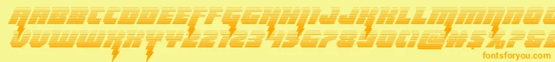 フォントThundertitangrad – オレンジの文字が黄色の背景にあります。