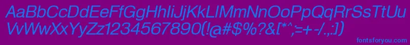 フォントHeldustryftRegularItalic – 紫色の背景に青い文字