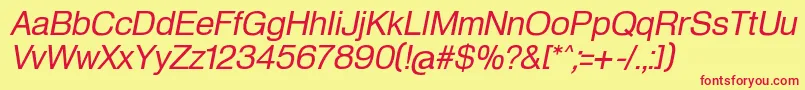 HeldustryftRegularItalic-fontti – punaiset fontit keltaisella taustalla