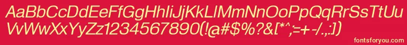 HeldustryftRegularItalic-fontti – keltaiset fontit punaisella taustalla