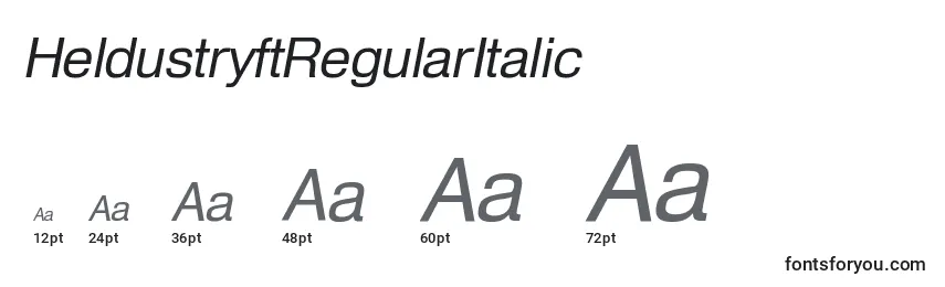 Размеры шрифта HeldustryftRegularItalic