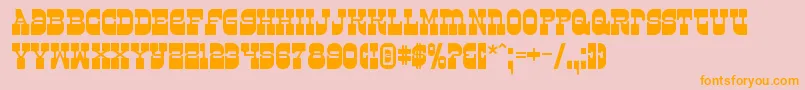 フォントSuperfly – オレンジの文字がピンクの背景にあります。