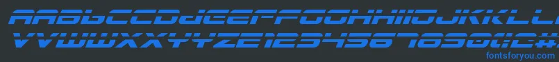 フォントGunshipLaserItalic – 黒い背景に青い文字